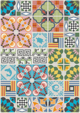 traditional Italian tiles combined with graphic imagery